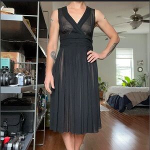 Banana Republic Sheer pleated 100% silk empire A-line dress Size‎ 6